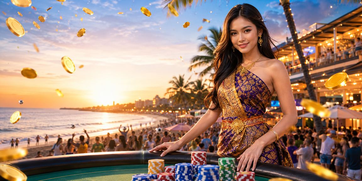 Suasana santai bermain casino betting di tepi pantai