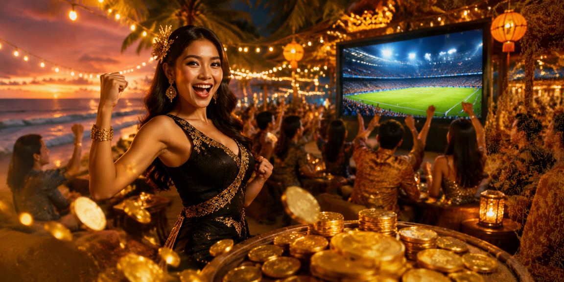 Suasana malam di pasar malam dengan latar kasino yang ramai
