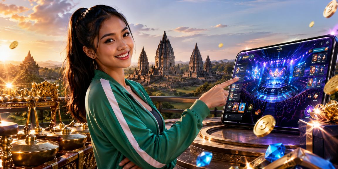Seorang model muda menikmati platform esports betting dengan tampilan modern