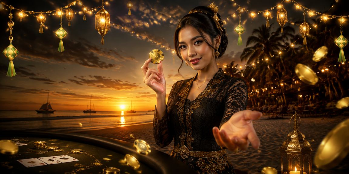 Permainan kartu di pantai dengan nuansa hiburan dewasa yang santai