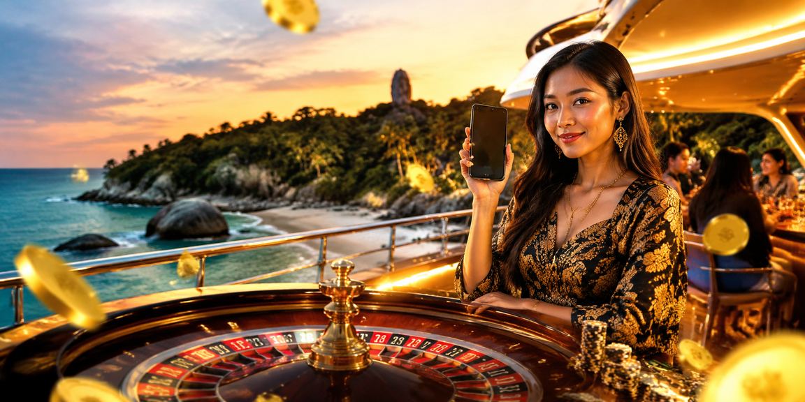 Suasana permainan roulette eksklusif di lokasi premium tepi pantai